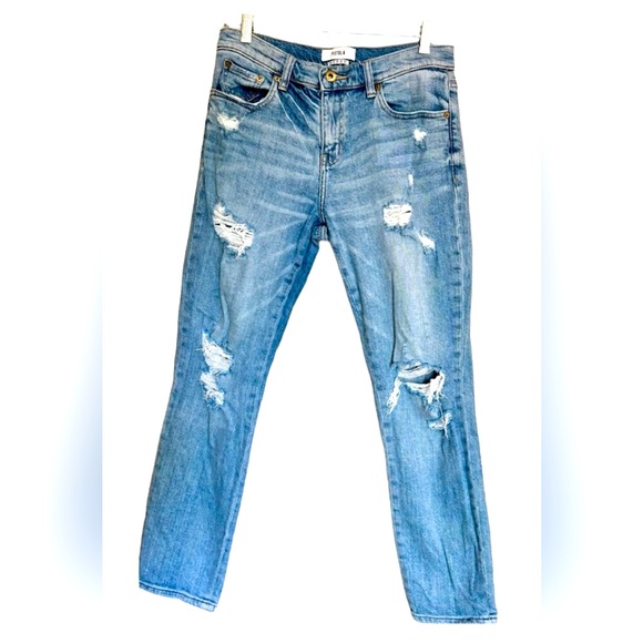 PISTOLA Women’s Presley Distressed Relaxed Jeans Rock or Bust Size 28 Inseam 28” - Picture 1 of 15